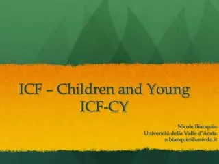 ICF – Children and Young ICF-CY