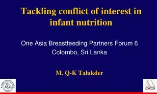 Tackling conflict of interest in infant nutrition