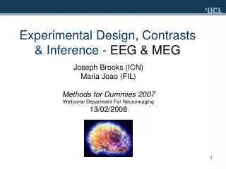 Experimental Design, Contrasts &amp; Inference - EEG &amp; MEG