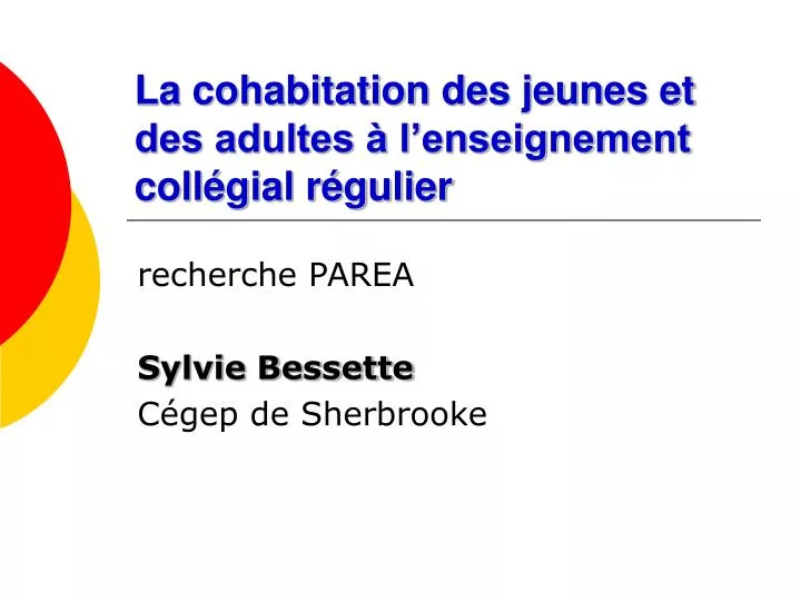 la cohabitation des jeunes et des adultes l enseignement coll gial r gulier