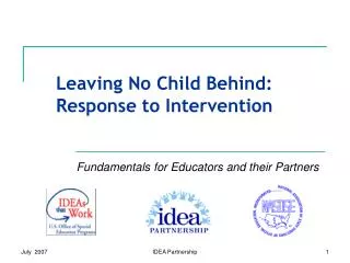 Leaving No Child Behind: Response to Intervention