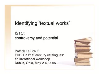 Identifying ‘textual works’