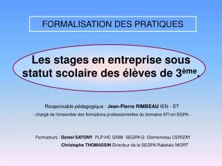 formalisation des pratiques