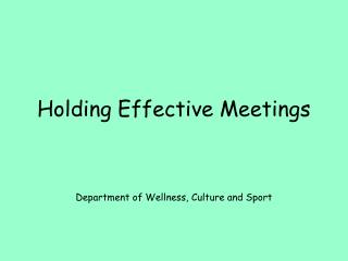 Holding Effective Meetings