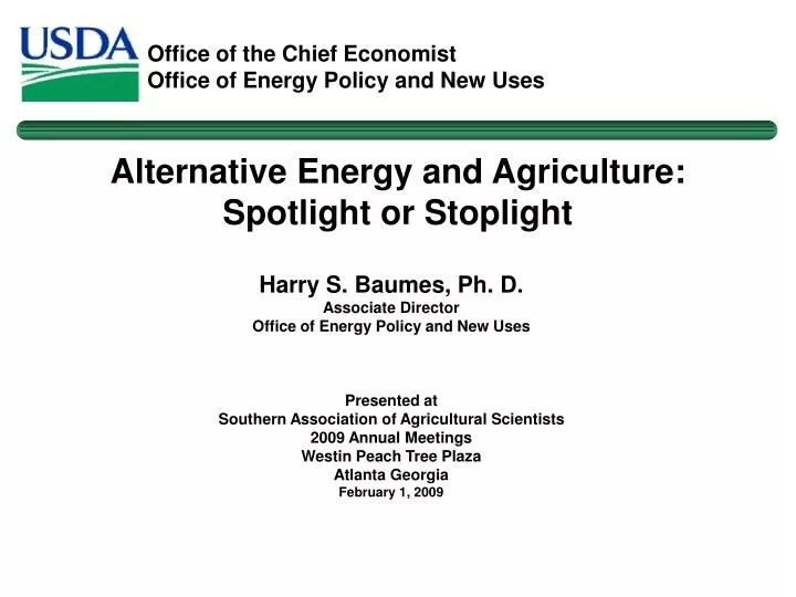 alternative energy and agriculture spotlight or stoplight