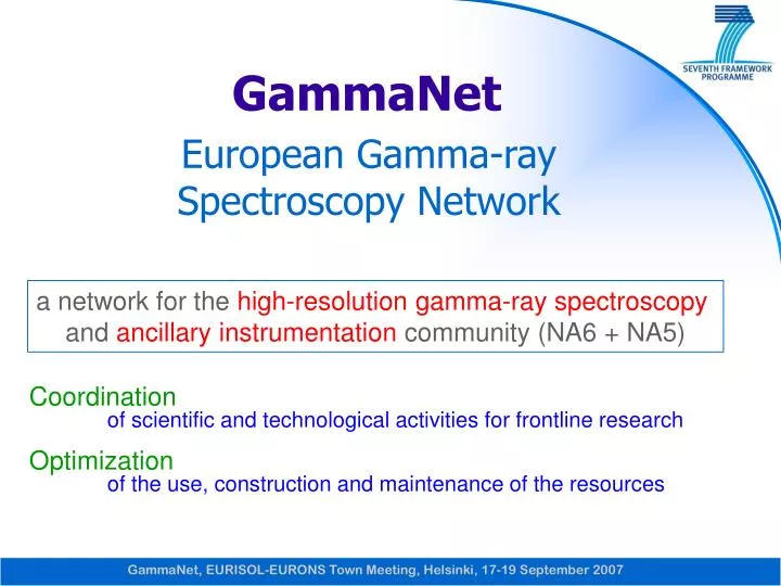 european gamma ray spectroscopy network