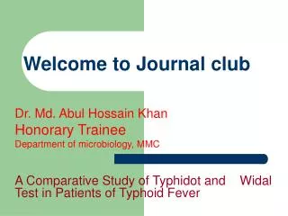 Welcome to Journal club