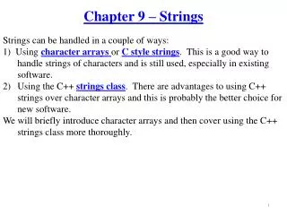Chapter 9 – Strings