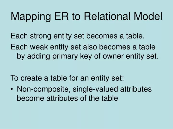 mapping er to relational model