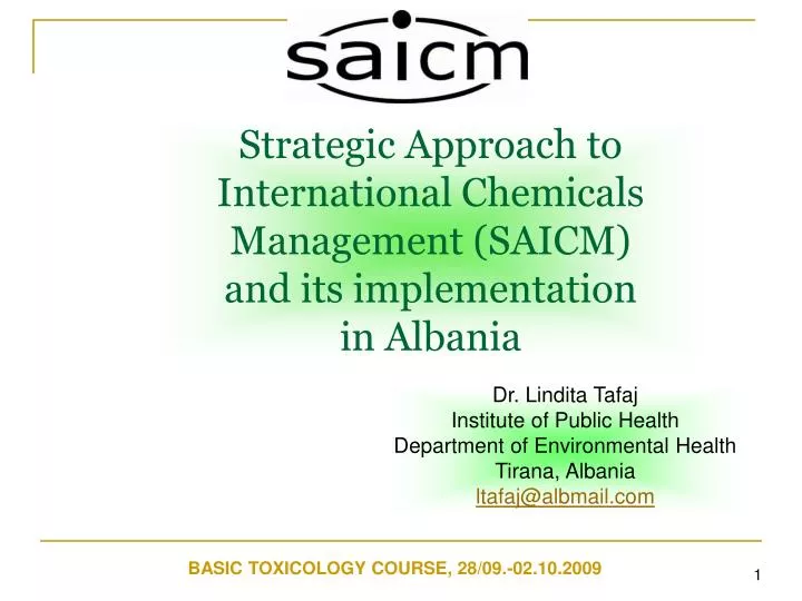 strategic approach to international chemicals management saicm and its implementation in albania