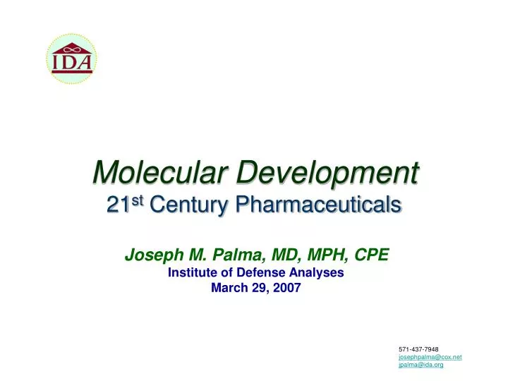 molecular development 21 st century pharmaceuticals