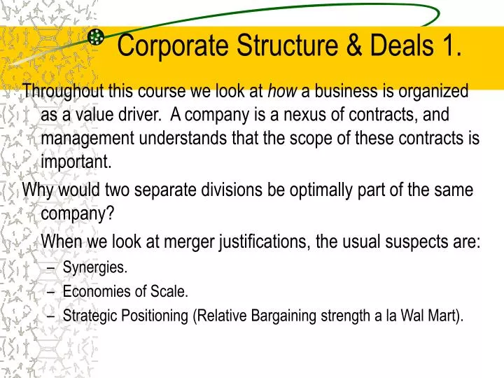 corporate structure deals 1