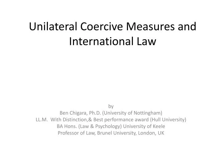unilateral coercive measures and international law
