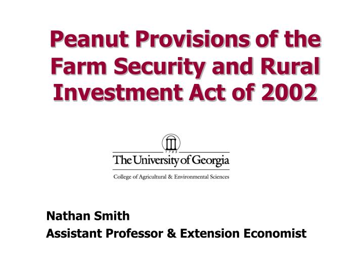 peanut provisions of the farm security and rural investment act of 2002
