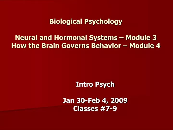 biological psychology neural and hormonal systems module 3 how the brain governs behavior module 4