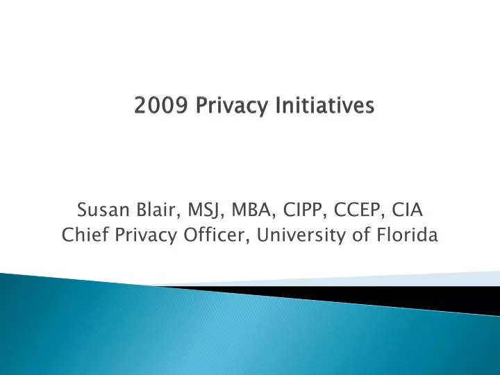2009 privacy initiatives