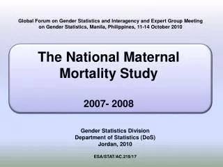 Global Forum on Gender Statistics and Interagency and Expert Group Meeting on Gender Statistics, Manila, Philippines, 11