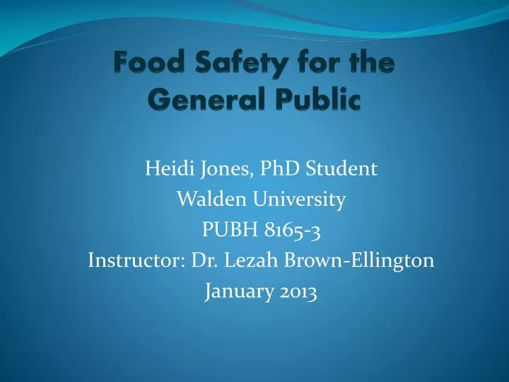 food safety for the general public