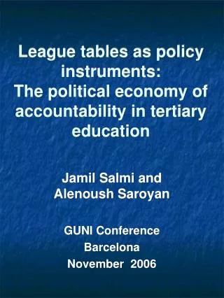 League tables as policy instruments: The political economy of accountability in tertiary education