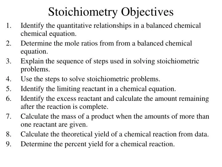 stoichiometry objectives