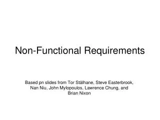 Non-Functional Requirements