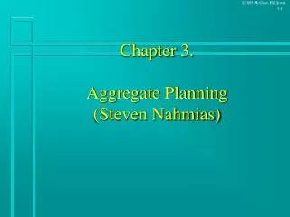 Chapter 3. Aggregate Planning (Steven Nahmias)