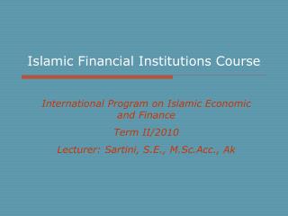 Islamic Financial Institutions Course