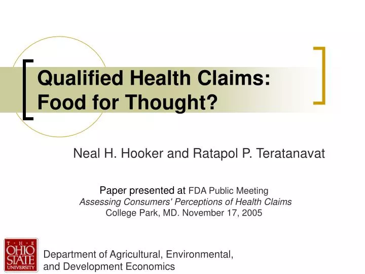qualified health claims food for thought