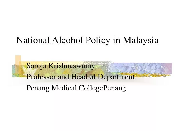 national alcohol policy in malaysia