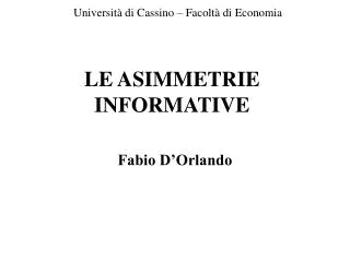 le asimmetrie informative