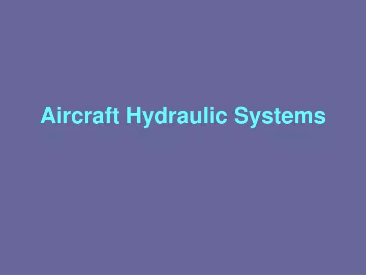 aircraft hydraulic systems