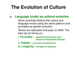 The Evolution of Culture