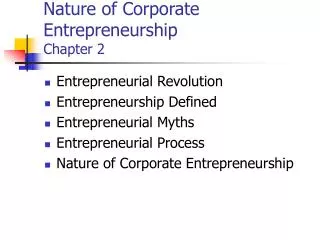 Nature of Corporate Entrepreneurship Chapter 2