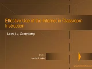 Effective Use of the Internet in Classroom Instruction