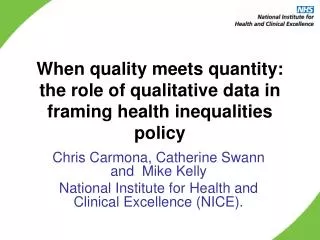 When quality meets quantity: the role of qualitative data in framing health inequalities policy