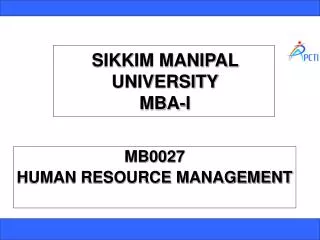 SIKKIM MANIPAL UNIVERSITY MBA-I