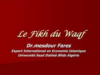 le fikh du waqf