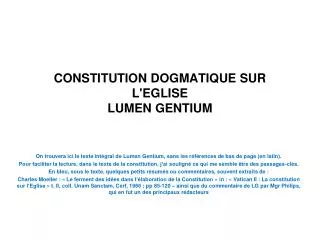 CONSTITUTION DOGMATIQUE SUR L'EGLISE LUMEN GENTIUM