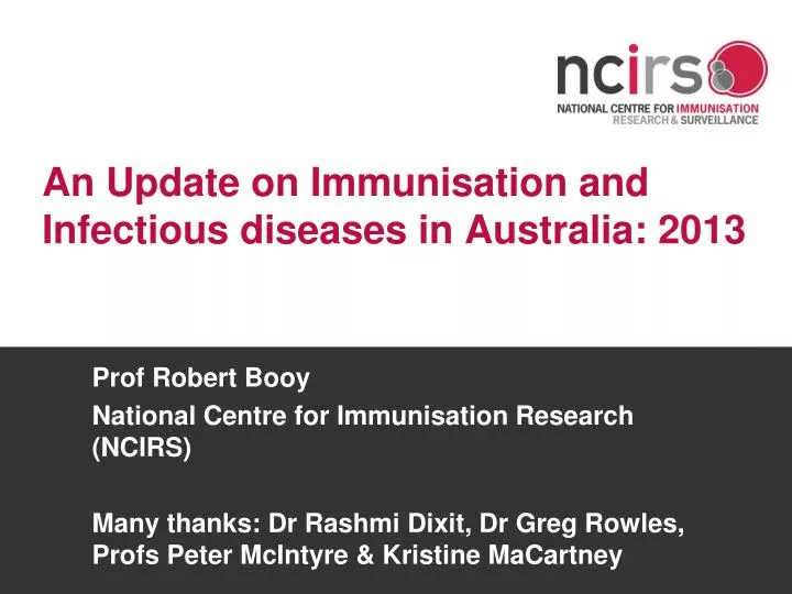an update on immunisation and infectious diseases in australia 2013