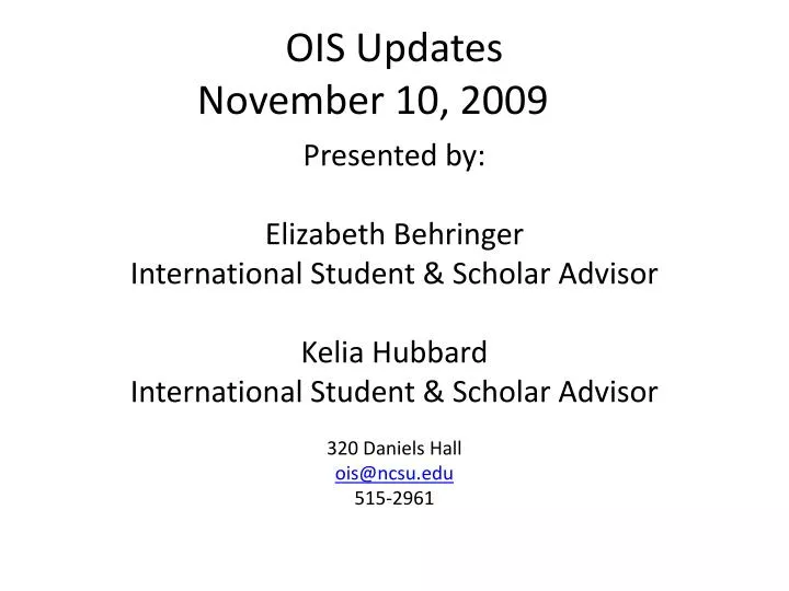 ois updates november 10 2009