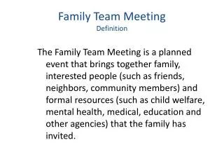 Family Team Meeting Definition