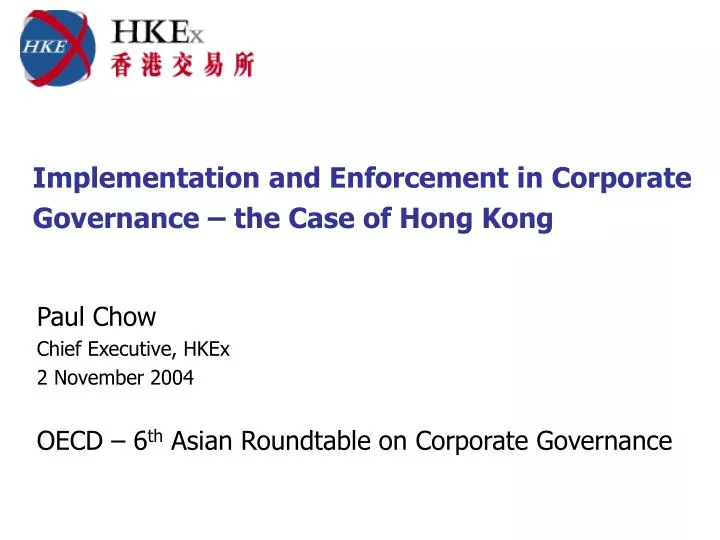 implementation and enforcement in corporate governance the case of hong kong