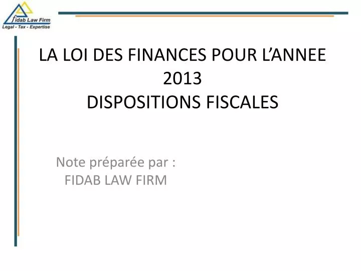 la loi des finances pour l annee 2013 dispositions fiscales