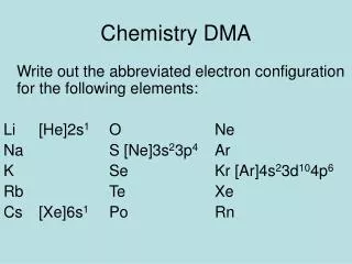 Chemistry DMA