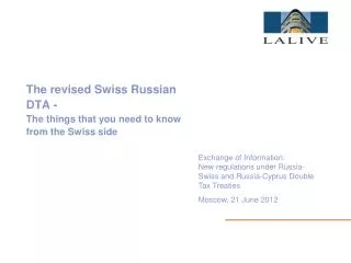 The revised Swiss Russian DTA - The things that you need to know from the Swiss side