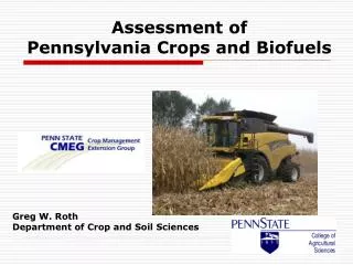 Assessment of Pennsylvania Crops and Biofuels