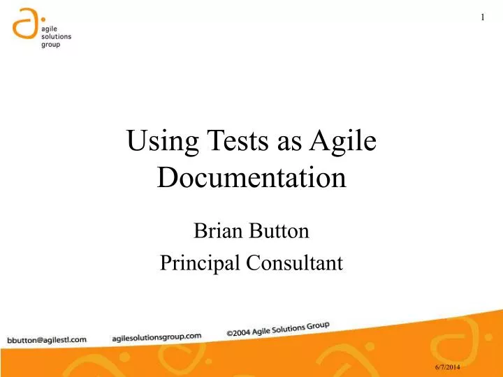 using tests as agile documentation