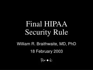 Final HIPAA Security Rule