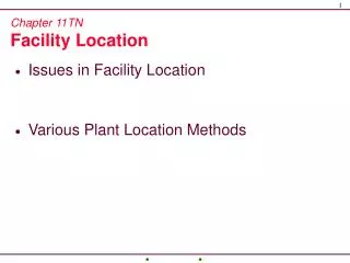 Chapter 11TN Facility Location