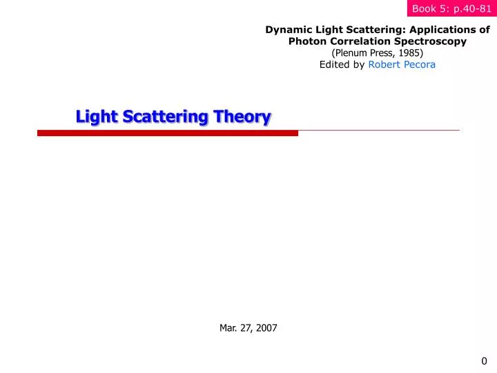 light scattering theory